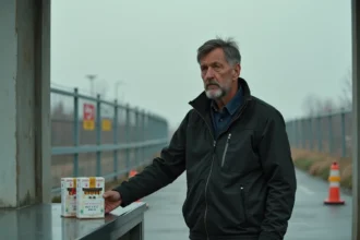 Homme tenant des cartouches de cigarettes à un poste de contrôle frontalier au Luxembourg