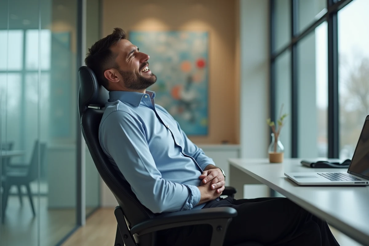 Homme au bureau se tenant le dos avec douleur