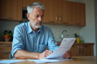Homme d'âge moyen consulte ses résultats médicaux à la maison