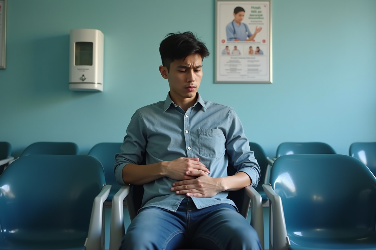 Jeune homme dans une salle d