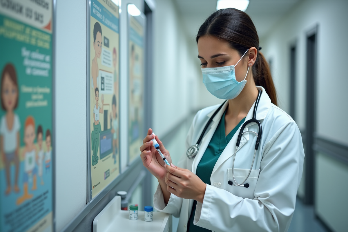 Infirmière en vaccination cholera dans une clinique propre