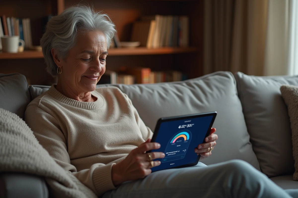 Personne utilisant un simulateur de temps de sommeil sur tablette pour lutter contre la fatigue chronique