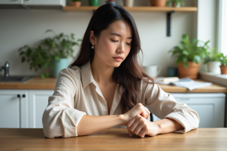 Jeune femme appliquant une creme sur son bras eczema